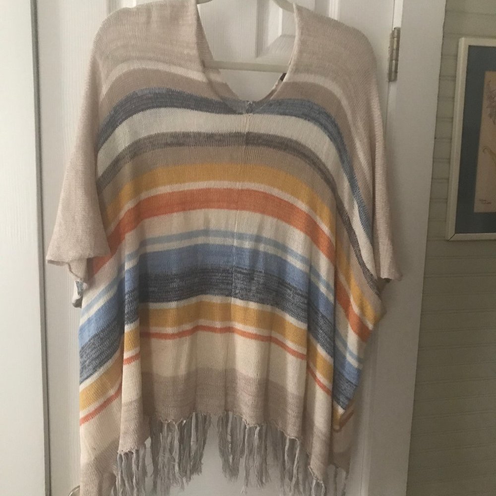 a striped Poncho